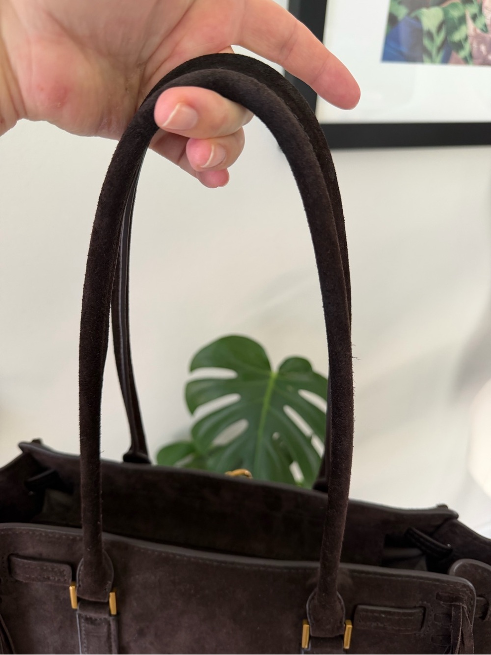 MICHAEL Michael Kors Hamilton Chocolate Brown Suede Fringe East West Tote - Picture 5 of 10